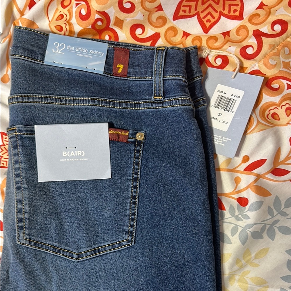 7 For All Mankind Blue Ankle Cropped Jeans